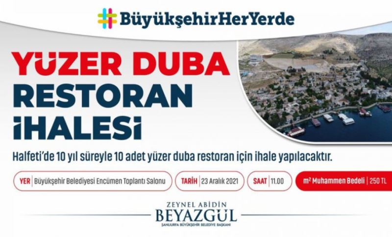 Halfeti’de 10 Adet Yüzer Duba Restoran İhale Edilecek