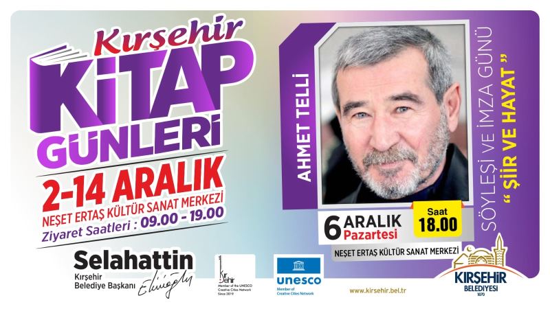 “ŞİİR VE HAYAT” KONULU AHMET TELLİ SÖYLEŞİSİ PAZARTESİ GÜNÜ