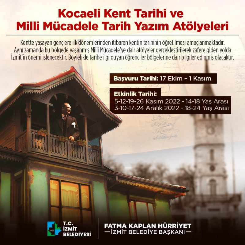 KOCAELİ KENT TARİHİ VE MİLLİ MÜCADELE TARİH YAZIM ATÖLYELERİ İÇİN BAŞVURULAR BAŞLIYOR!