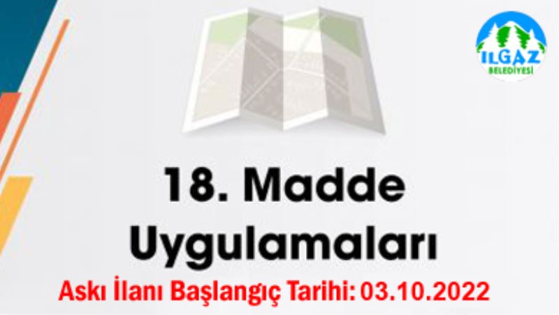 3194 Sayılı İmar Kanunu 18. madde Askı İlanı (3 Ekim 2022 Tarihli)