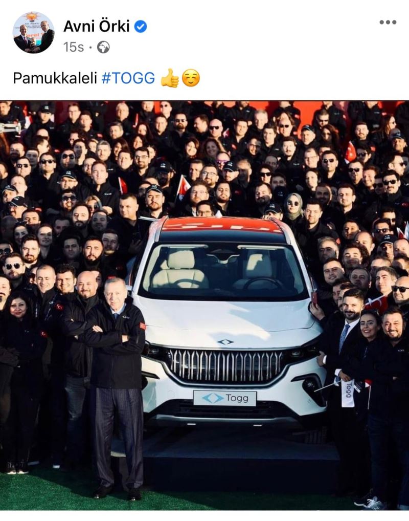 BAŞKAN ÖRKİ’DEN PAMUKKALELİ TOGG PAYLAŞIMI