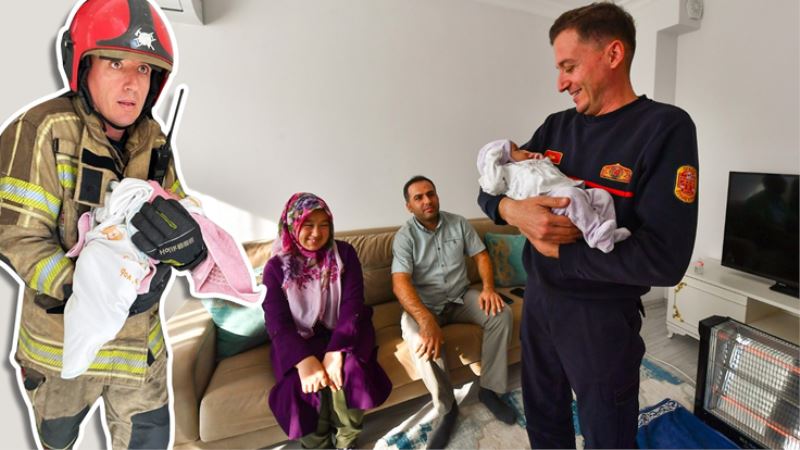 Kahraman itfaiyeci yangından kurtardığı Nehir bebekle buluştu