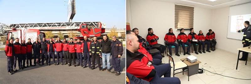 KO-MEK’te eğitim sırası  itfaiye aracı operatörlerindeydi