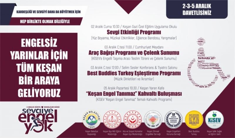 Keşan 2-3-5 Aralıkta Engelsiz Yarınlar İçin Bir Araya Geliyor