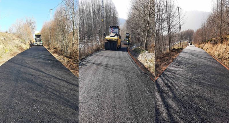 Yol Bakım Timi köy yollarını asfaltlıyor