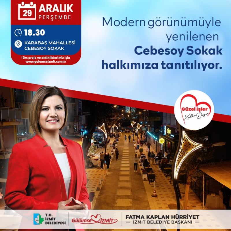 BAŞKAN HÜRRİYET, CEBESOY SOKAĞIN IŞIKLARINI İZMİTLİLERLE BİRLİKTE YAKACAK