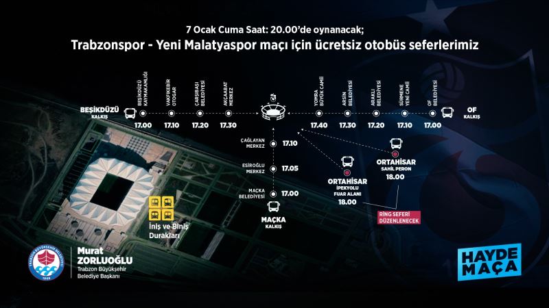 BÜYÜKŞEHİR TRABZONSPOR TARAFTARINI MAÇA ÜCRETSİZ TAŞIYACAK