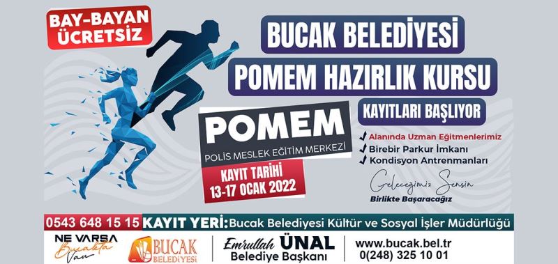BUCAK BELEDİYESİNİN ÜCRETSİZ POMEM PARKUR HAZIRLIK KURSLARI BAŞLIYOR