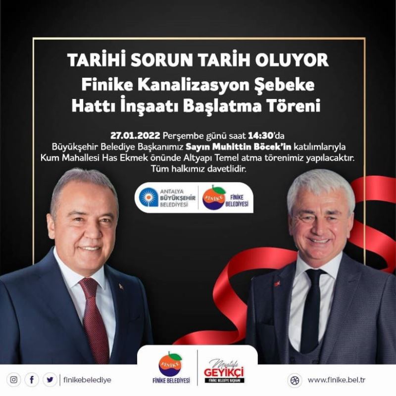 Büyükşehir, Finike Kanalizasyon Şebeke Hattı’nda ilk kazmayı vuruyor