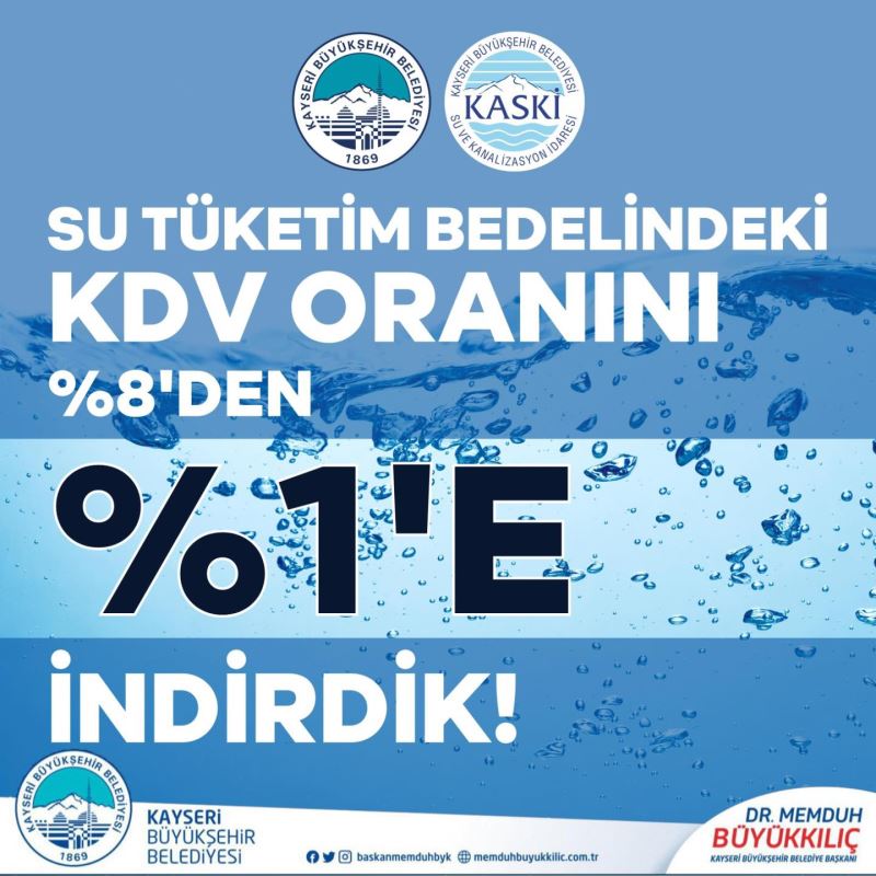 Başkan Büyükkılıç: “Su Tüketim Bedelindeki KDV Oranını Yüzde 1