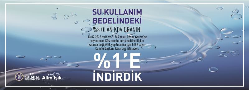 İÇME SUYUNA % 7 KDV İNDİRİMİ