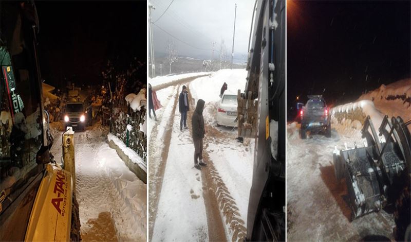 Büyükşehir A Takımı, karda mahsur kalanları kurtardı