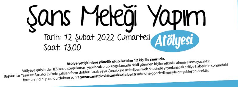Şans Meleği Yapım Atölyesi Başvuruları Başlıyor