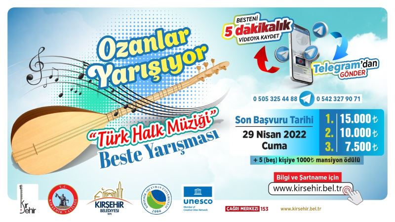 “OZANLAR YARIŞIYOR” KONULU TÜRK HALK MÜZİĞİ BESTE YARIŞMASI BAŞVURULARI BAŞLADI