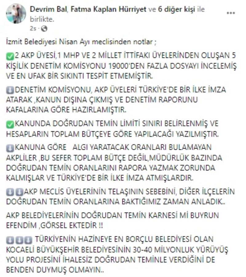 DEVRİM BAL: AKP’LİLERİN TELAŞININ SEBEBİNİ DİĞER BELEDİYELERDEKİ ORANLARI GÖRÜNCE ANLADIK