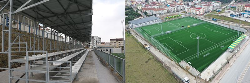 Darıca Nene Hatun Stadı’ndaki  doğu sahasının çimleri de tamam