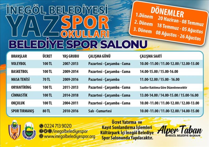 Yaz Spor Okulları Kayıtları Başlıyor
