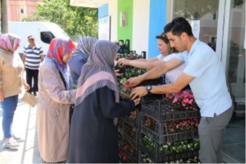 KABİR ZİYARETİNE GELENLERE ÇİÇEK DAĞITIMI YAPIYORUZ