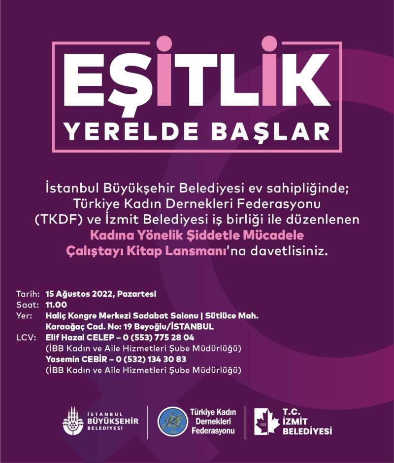 İZMİT KADIN ÇALIŞTAYI KİTAP LANSMANI YARIN HALİÇ KONGRE MERKEZİ’NDE