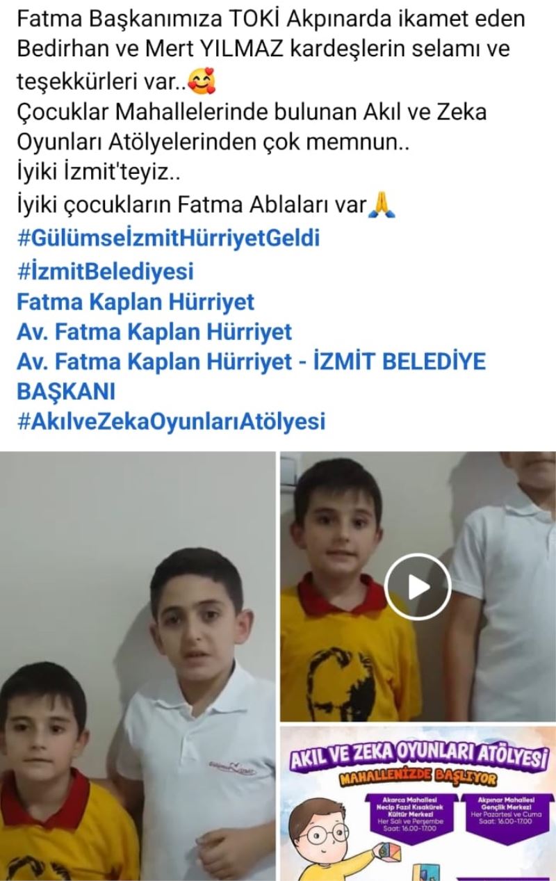 MİNİK BEDİRHAN VE MERT’TEN FATMA ABLALARINA TEŞEKKÜR