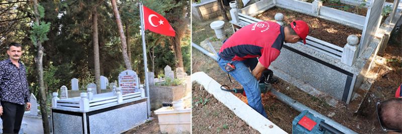 Büyükşehir, İzmitli şehidimizin kabrini yeniledi