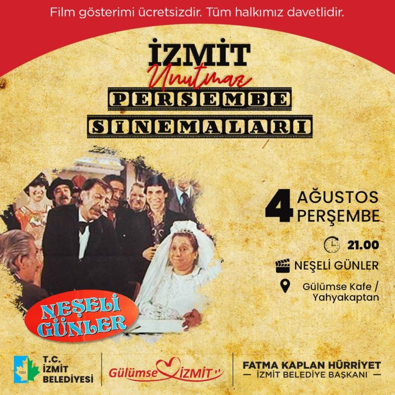 İZMİT’TE YAZ AKŞAMLARI SİNEMA GECELERİYLE RENKLENECEK