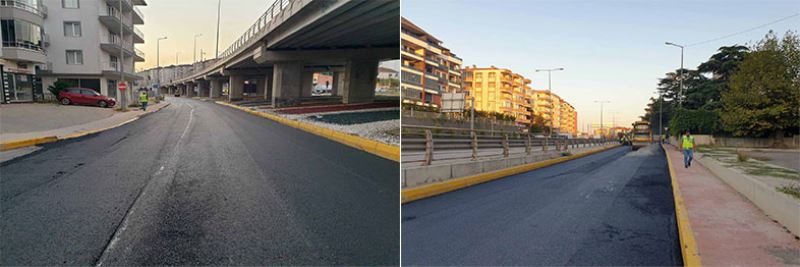 Gölcük Yüzbaşılar Köprülü Kavşağı  yan yolları asfaltlanıyor
