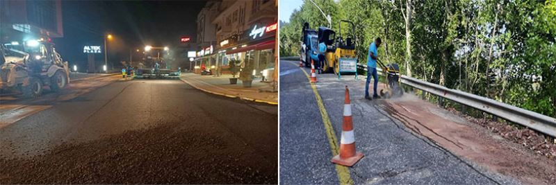Büyükşehir’in Yol Bakım Timi  gece gündüz demiyor