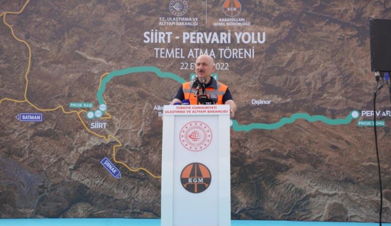 ULAŞTIRMA VE ALTYAPI BAKANI KARAİSMAİLOĞLU: SİİRT-PERVARİ YOLU İLE YILDA 82 MİLYON LİRA TASARRUF SAĞLAYACAĞIZ