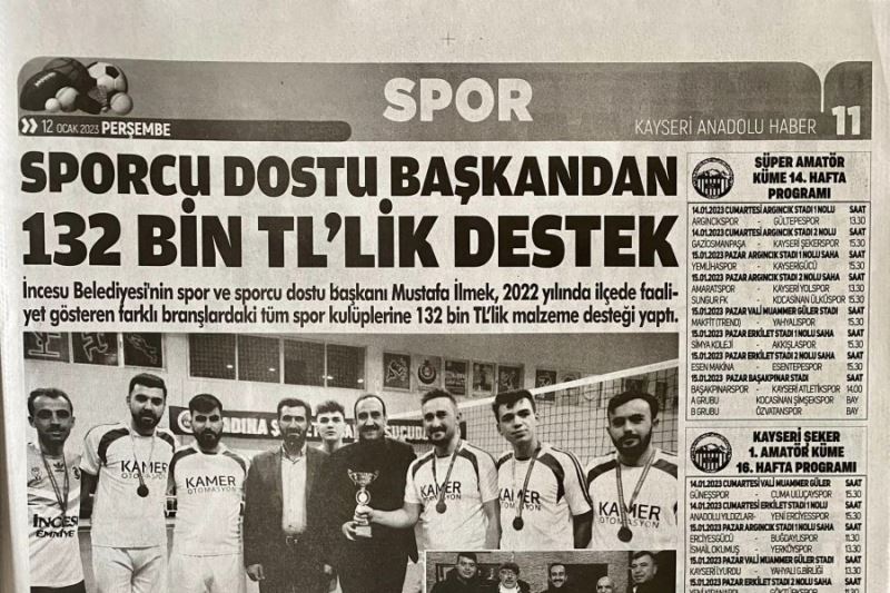 Basın Biz. İncesu Belediye Başkanı Av. Mustafa İlmek, 2022 yılında ilçe genelinde