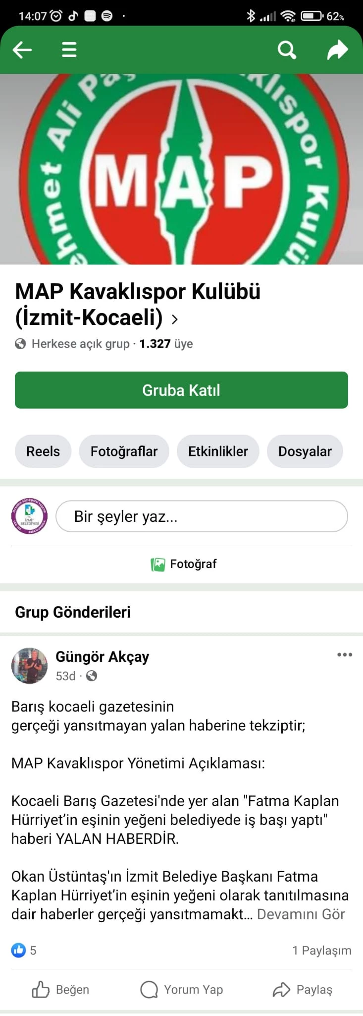 BU KEZ MALUM HABER SİTESİNİ BİZ DEĞİL MAP KAVAKLISPOR YALANLADI