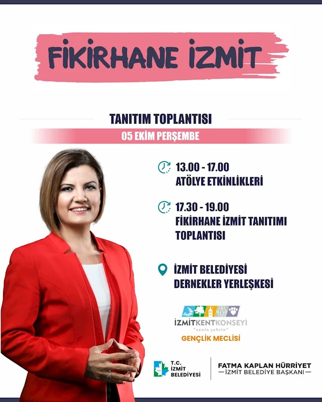 FİKİRHANE İZMİT PROJESİ’NİN LANSMANI 5 EKİM PERŞEMBE GÜNÜ YAPILACAK