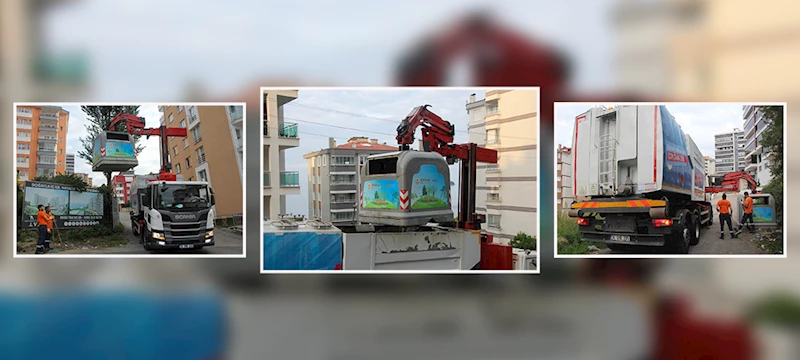 ÇÖP KONTEYNERLERİ YERİNDE YIKANARAK DEZENFEKTE EDİLİYOR