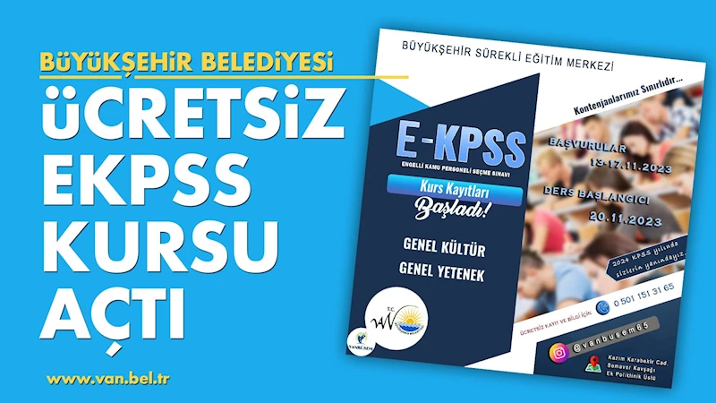 BÜYÜKŞEHİR BELEDİYEMİZ ÜCRETSİZ EKPSS KURSU AÇTI