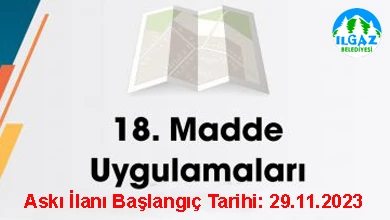 3194 Sayılı İmar Kanunu 18. madde Askı İlanı (29 Kasım 2023 Tarihli)