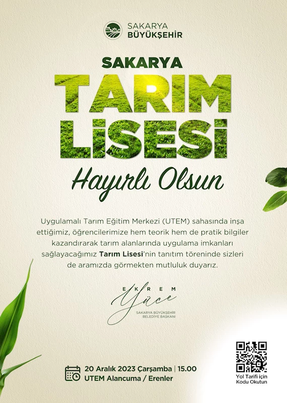 Yüce’den şehrin tarım geleceğine ışık tutacak proje için çağrı: “Tüm Sakarya’yı bekliyoruz”
