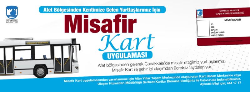 Afet Bölgesinden Kentimize Gelen Yurttaşlarımız İçin “Misafir Kart Uygulaması”…