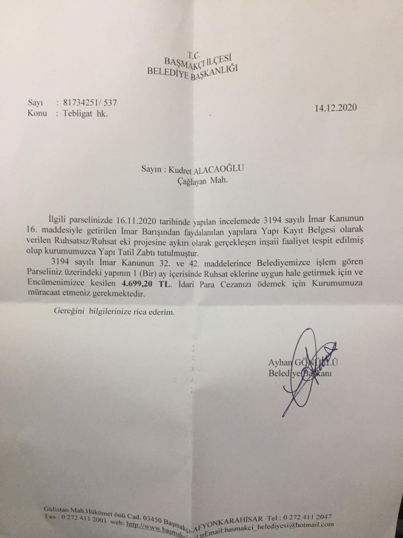 Kaçak Yapı Para Cezası Tebliği