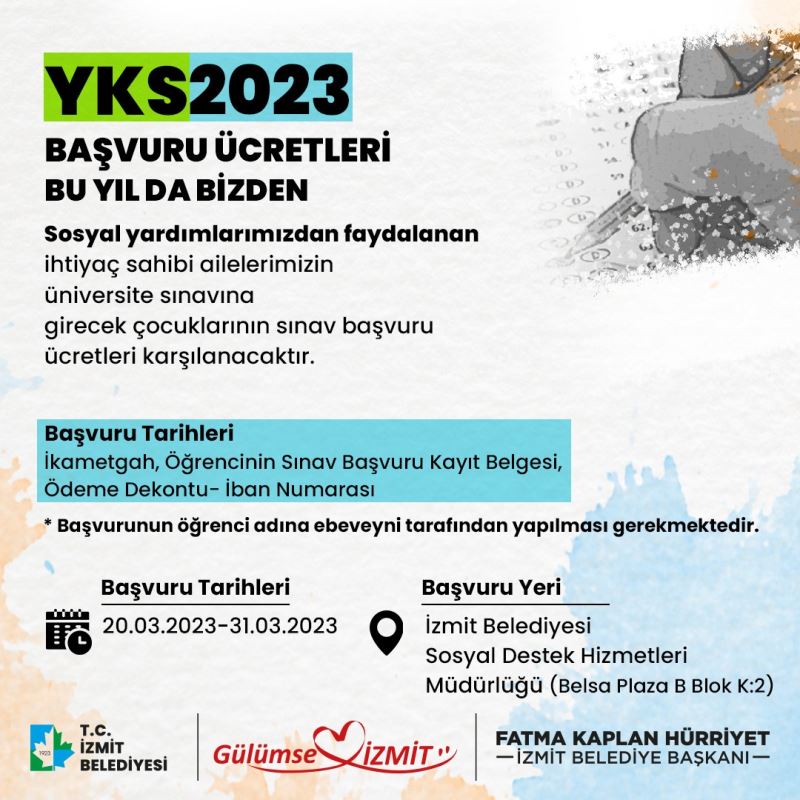 İZMİT BELEDİYESİ İHTİYAÇ SAHİBİ ÖĞRENCİLERE YKS ÜCRETİ DESTEĞİ SAĞLAYACAK