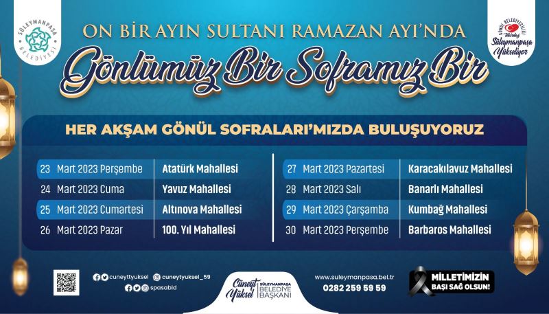 Gönül Sofraları mahalle iftarları başlıyor