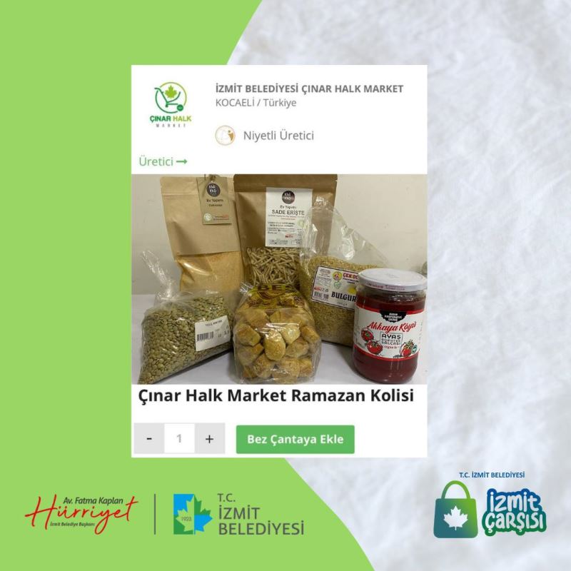 ÇINAR HALK MARKET’İN RAMAZAN KOLİLERİ İZMİT ÇARŞISI’NDAN İHTİYAÇ SAHİPLERİNE ULAŞACAK