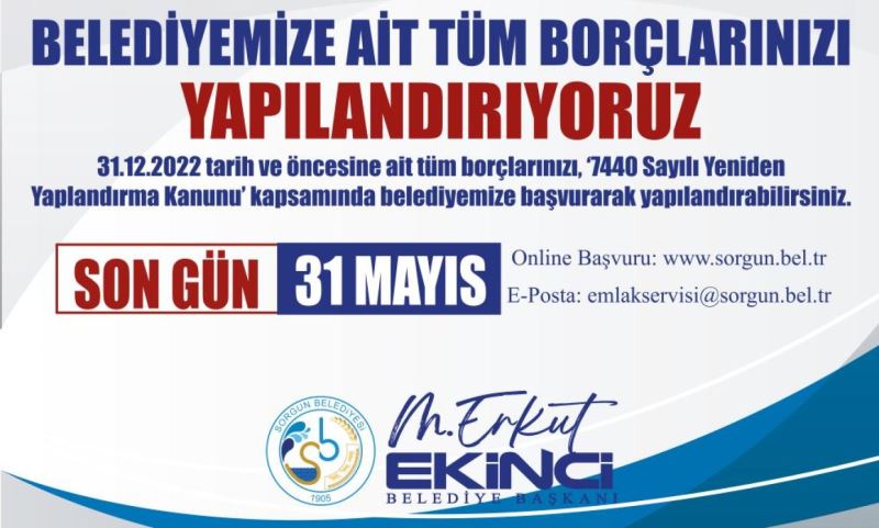 BELEDİYEMİZE OLAN TÜM BORÇLARINIZI YAPILANDIRIYORUZ