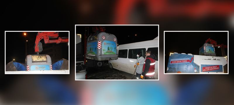 ÇÖP KONTEYNERLERİ YERİNDE YIKANIYOR