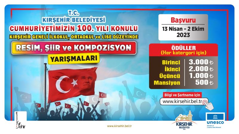 CUMHURİYETİMİZİN 100. YILI ANISINA RESİM, ŞİİR VE KOMPOZİSYON YARIŞMASI BAŞVURULARI BAŞLADI