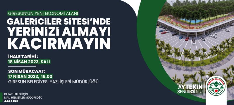GALERİCİLER SİTESİ’NDEKİ DÜKKANLAR İÇİN SON BAŞVURU 17 NİSAN
