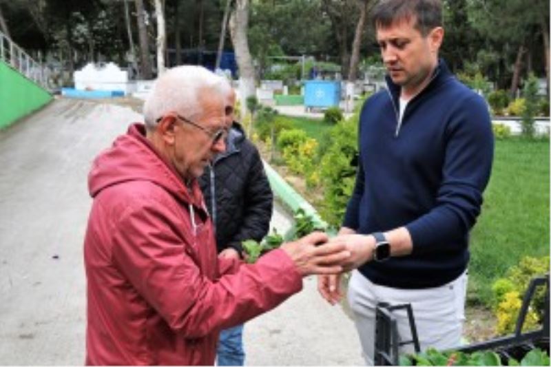 KABİR ZİYARETİNE GELENLERE ÇİÇEK DAĞITIMI YAPILDI