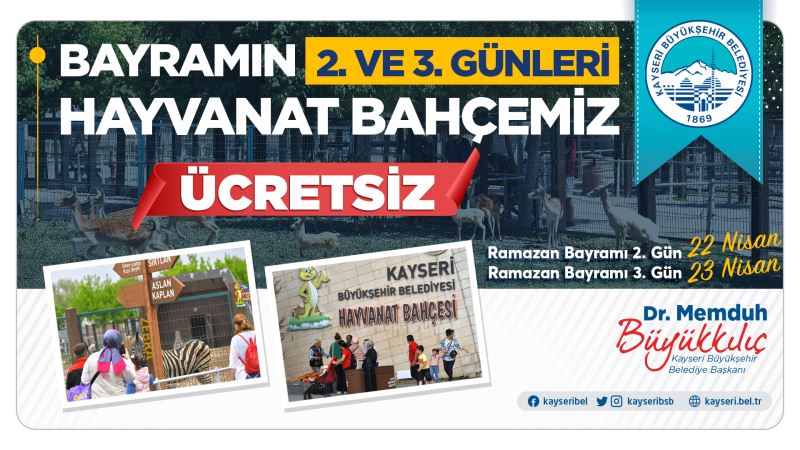 Büyükşehir’in Hayvanat Bahçesi Bayramda İki Gün Ücretsiz