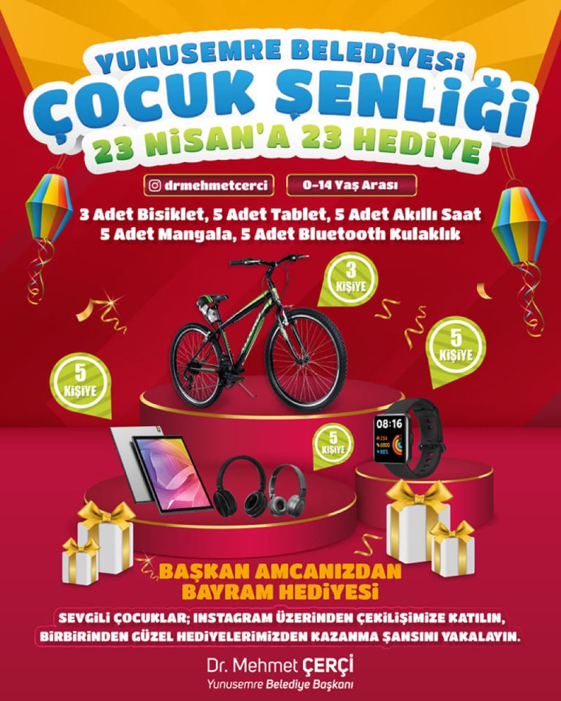 23 NİSAN’DA ÇOCUKLAR YUNUSEMRE’DE DOYASIYA EĞLENECEK