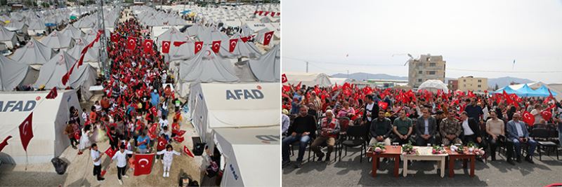 Defne çadır kenti 23 Nisan neşesi sardı