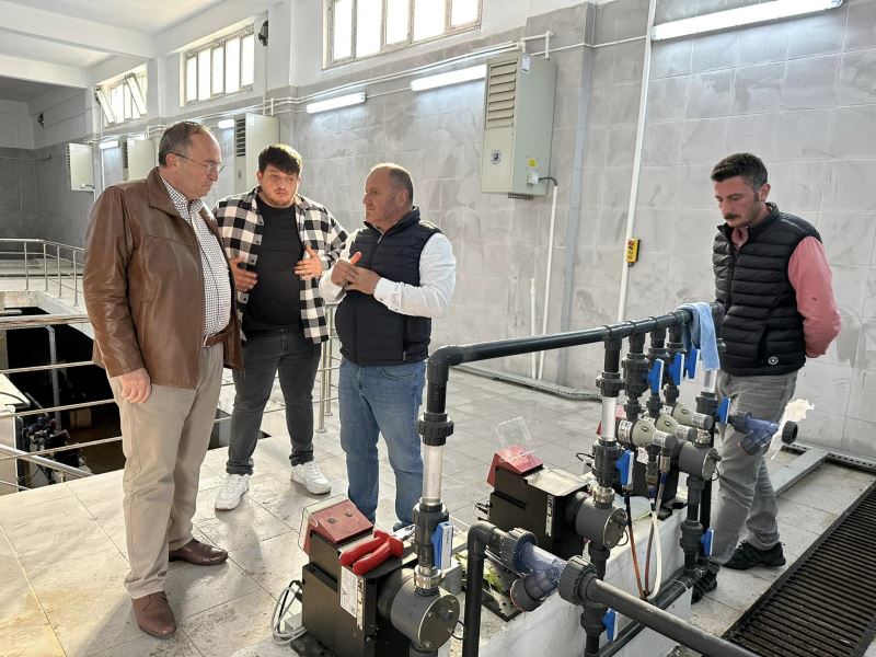 BAŞKAN ELÇİN SU ARITMA TESİSİNDE İNCELEMLERDE BULUNDU